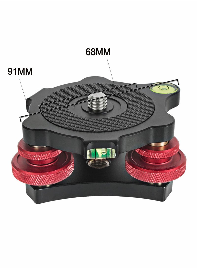 Y&D - Photography Leveling Base Camera Tripod Leveler Tri-Wheel Adjusting Plate with Bubble Level 3/8in Screw 3 Dials +/-5 Degree Precision Adjustment Aluminum Alloy Construction - Image 1