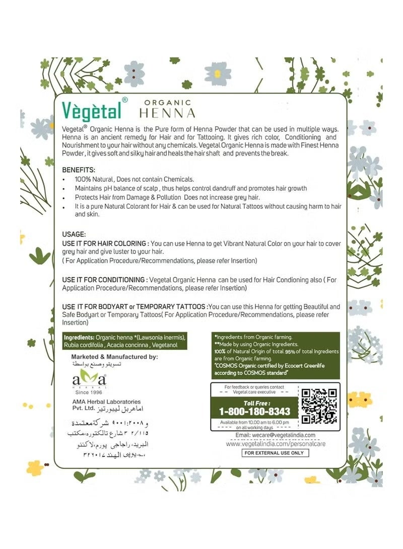 Vegetal Organic Henna Hair Colour Powder 100grams - Image 2