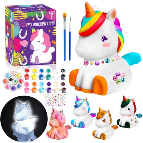 FUNZBO Paint Your Own Unicorn Lamp Kit Arts and Crafts Supplies Painting for Kids Teens DIY Night Light Unicorn Toy for Girl Boy Age 3 4 5 6 7 8 9 10 11 12 13 Birthday Gift - Image 1