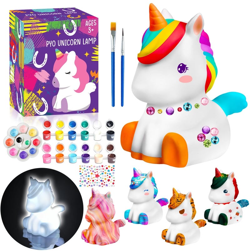 FUNZBO Paint Your Own Unicorn Lamp Kit Arts and Crafts Supplies Painting for Kids Teens DIY Night Light Unicorn Toy for Girl Boy Age 3 4 5 6 7 8 9 10 11 12 13 Birthday Gift - Image 2