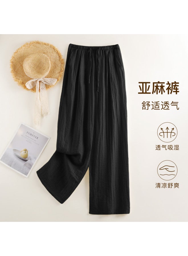 Moonbadi Breathable Linen Pants: Lightweight High-Waisted Wide-Leg Trousers For Women, Loose, Comfortable, And Non-Sweaty - Image 2