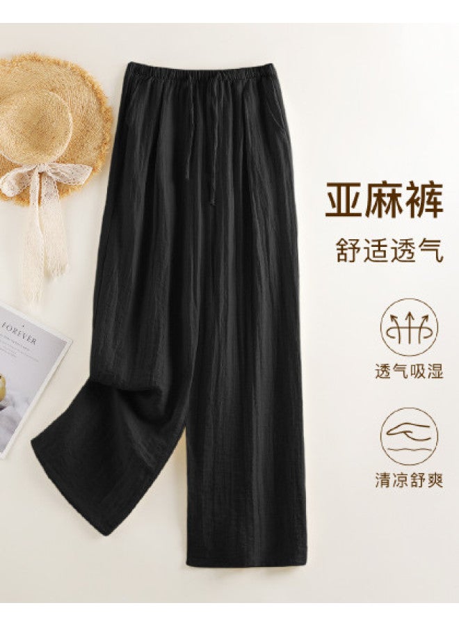 Moonbadi Breathable Linen Pants: Lightweight High-Waisted Wide-Leg Trousers For Women, Loose, Comfortable, And Non-Sweaty - Image 1