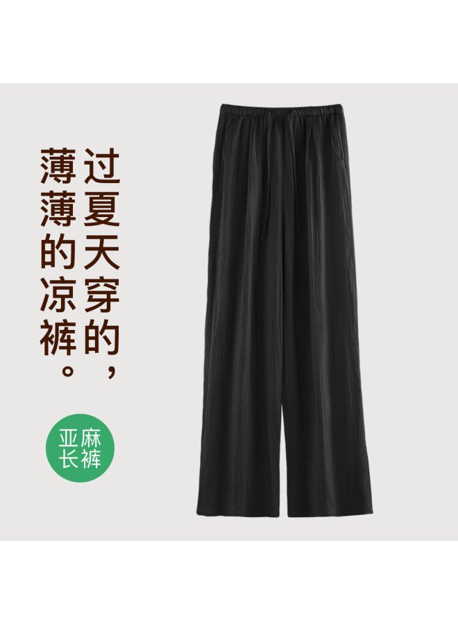Moonbadi Breathable Linen Pants: Lightweight High-Waisted Wide-Leg Trousers For Women, Loose, Comfortable, And Non-Sweaty - Image 4