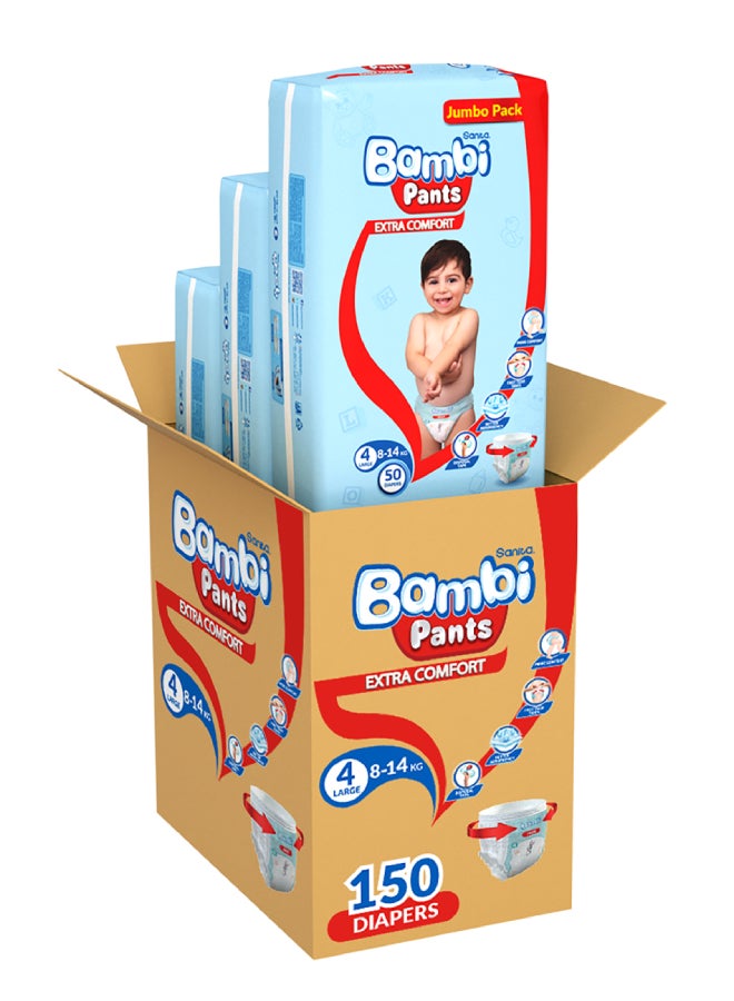 Sanita Bambi Pants, Size 4, Large, Jumbo Pack, 150 Diapers