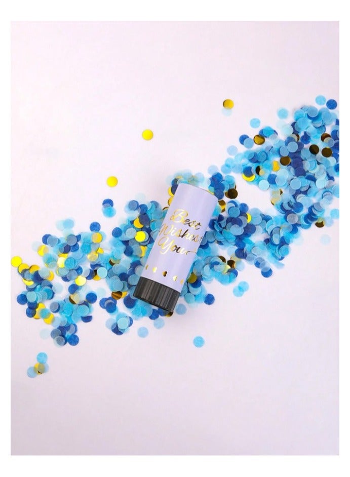 قطعتين من مدفع قصاصات ورقية دائرية بلون ازرق  لحفلات اعياد الميلاد والذكرى السنوية و المولود الجديد - Image 1