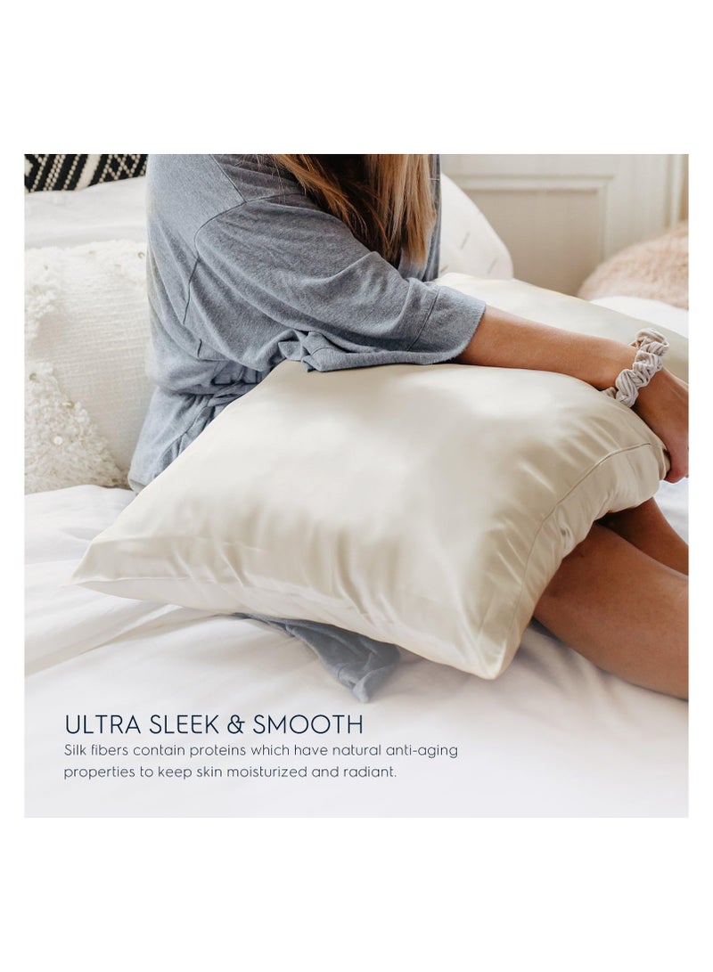 Tafts Pillow Cases - 22mm 100% Pure Mulberry 6A Silk Pillowcase for Hair & Skin with Zipper Closure, Cooling, Natural, Organic, Double Sided Silk Pillow Case (Cool White, Queen 20x30 1pc) - Image 4