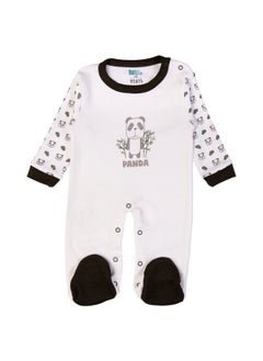 Babies Basic 5 Piece Unisex 100% Cotton Gift Set Include Bib, Romper, Mittens, Cap And Sleepsuit/Jumpsuit- Sleepy Panda  - Image 5
