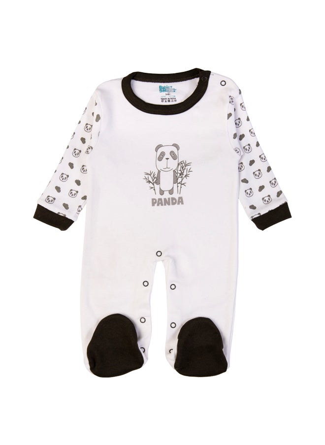 Babies Basic 5 Piece Unisex 100% Cotton Gift Set Include Bib, Romper, Mittens, Cap And Sleepsuit/Jumpsuit- Sleepy Panda  - Image 5