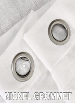 H.VERSAILTEX Nickel Grommet Linen Sheer Curtains - 2 Pieces, Beautiful, Elegant, Natural Light Flow, Rich Quality Material, Highly Durable Curtain Panels for Bedroom / Living Room (52"W x 63"L, White)  - Image 3