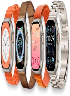 Smart Watch H10 Ultra Max SmartWatch with 4 fashionable straps Supports Always on Clock/Arabic Language/calls anser/Chat GPT/NFC/Sports Mode (Orange)