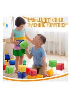 Y&D 4PCS Large DIY Education Game Dice Infant Early Foam Blocks Educational Playing Dice with Pockets Soft Stacking Toys Photo Child (4.72 Inch)  - Image 5