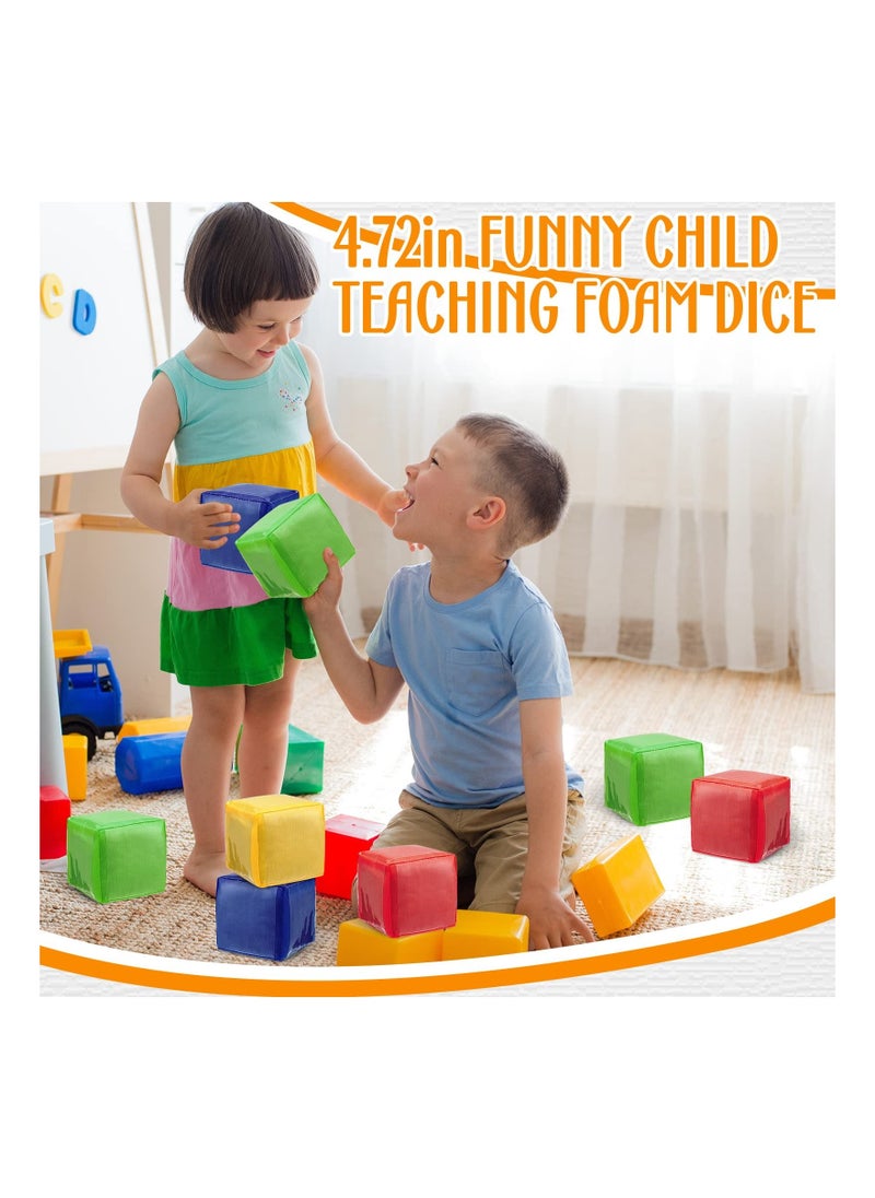 Y&D - 4PCS Large DIY Education Game Dice Infant Early Foam Blocks Educational Playing Dice with Pockets Soft Stacking Toys Photo Child (4.72 Inch) - Image 1
