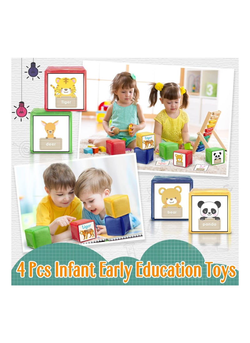 Y&D - 4PCS Large DIY Education Game Dice Infant Early Foam Blocks Educational Playing Dice with Pockets Soft Stacking Toys Photo Child (4.72 Inch) - Image 1
