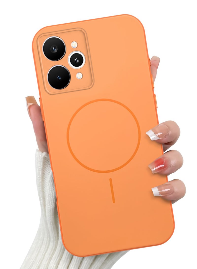 جراب حماية هجين من الأكريليك لهاتف Realme 15 Pro/Relme 15 - ظهر صلب شفاف مع حافة سيليكون وتصميم حلقة عصري - برتقالي