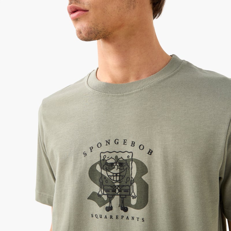 Splash FAV Spongebob Square Pants Print T-shirt with Crew Neck - Image 4