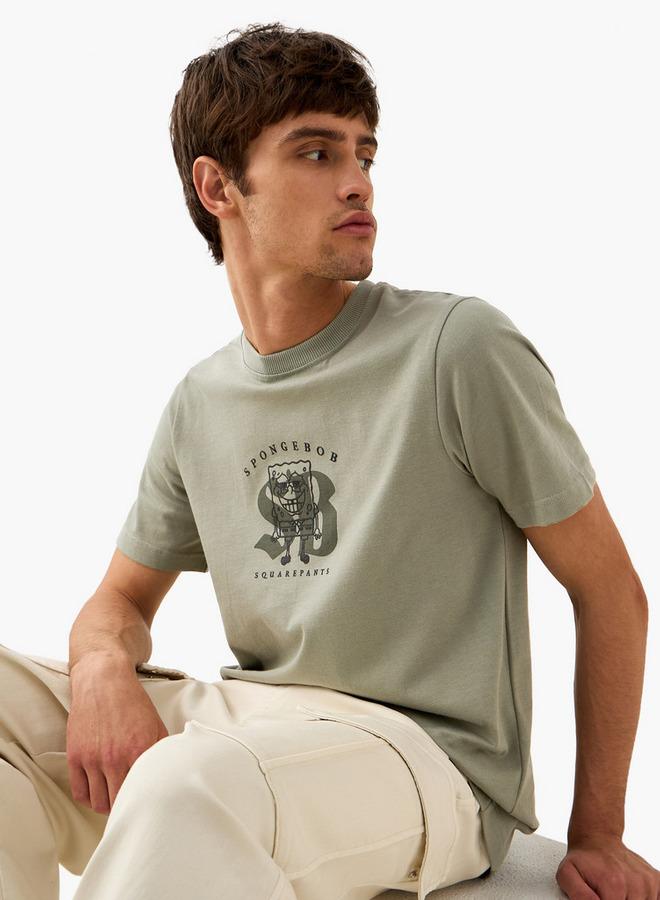 Splash FAV Spongebob Square Pants Print T-shirt with Crew Neck - Image 1