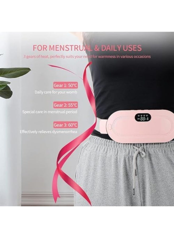 HAIZOL Portable Heating Pad, Period Heat Belt with 3 Temperature Adjustable and Vibration Modes, Heat Belt Period Relief from Back, Abdominal and Stomach Pain (Pink) - Image 4