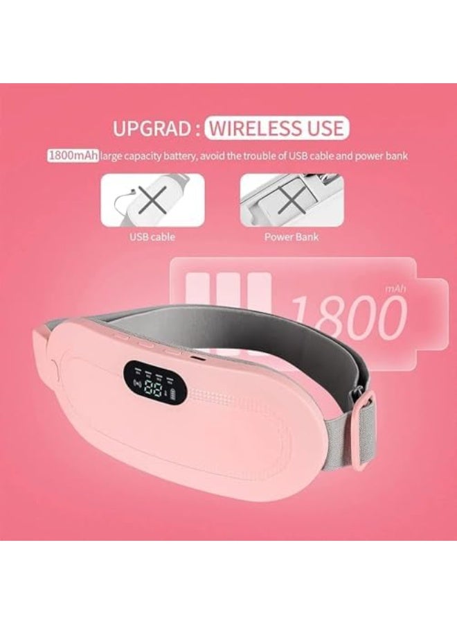 HAIZOL Portable Heating Pad, Period Heat Belt with 3 Temperature Adjustable and Vibration Modes, Heat Belt Period Relief from Back, Abdominal and Stomach Pain (Pink) - Image 1