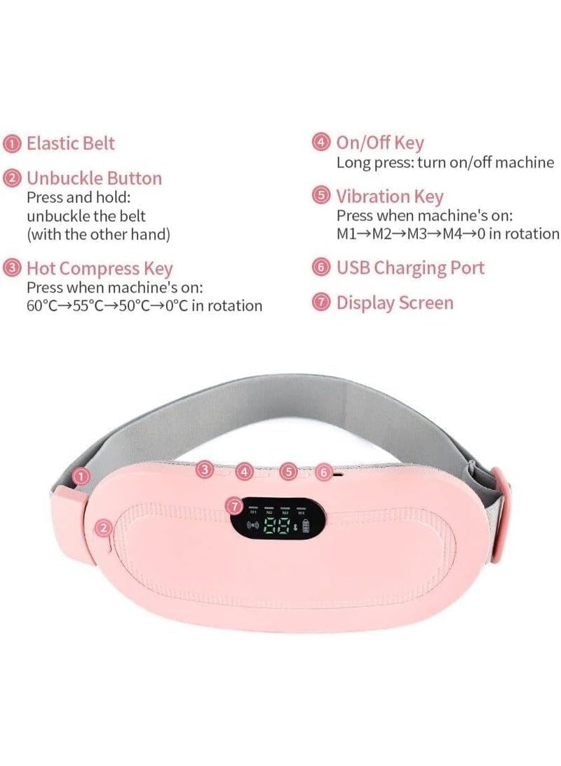 HAIZOL Portable Heating Pad, Period Heat Belt with 3 Temperature Adjustable and Vibration Modes, Heat Belt Period Relief from Back, Abdominal and Stomach Pain (Pink) - Image 5