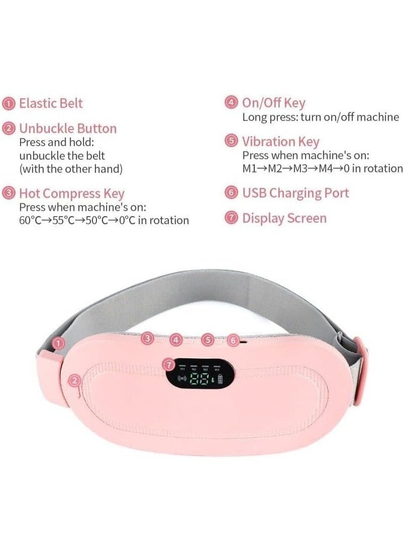 HAIZOL Portable Heating Pad, Period Heat Belt with 3 Temperature Adjustable and Vibration Modes, Heat Belt Period Relief from Back, Abdominal and Stomach Pain (Pink) - Image 2