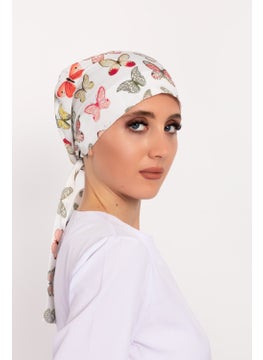 Nur Medikal Giyim Nur Medical Clothing Green Butterfly Patterned Hijab Doctor Nurse Hospital Cook Surgical Cap  - Image 3