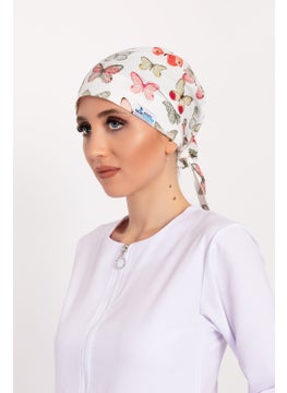 Nur Medikal Giyim Nur Medical Clothing Green Butterfly Patterned Hijab Doctor Nurse Hospital Cook Surgical Cap  - Image 1