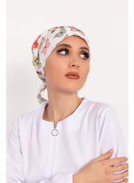Nur Medikal Giyim Nur Medical Clothing Green Butterfly Patterned Hijab Doctor Nurse Hospital Cook Surgical Cap  - Image 4
