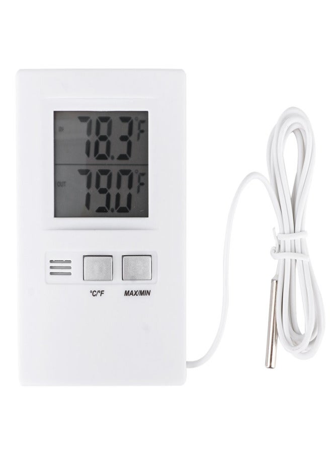 مقياس حرارة رقمي LCD عالي الدقة لقياس درجة الحرارة في الداخل والخارج يعمل بالبطارية - Image 1