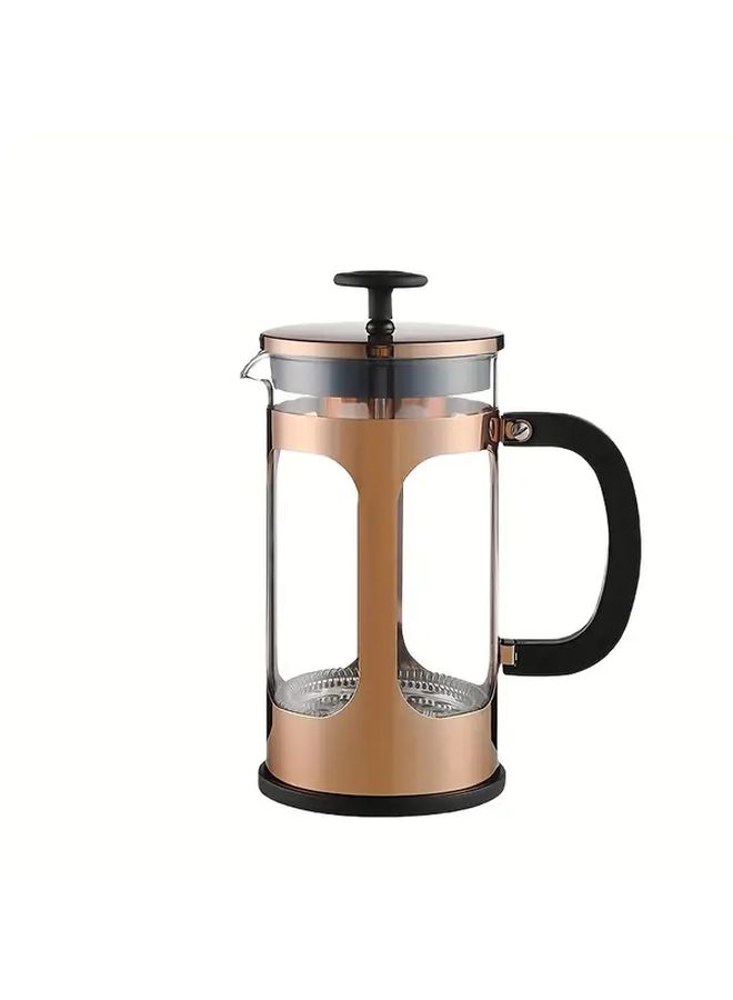 Copper French Press Coffee Maker 34oz Insulated Borosilicate Glass Carafe For Camping Travel Home - Image 1