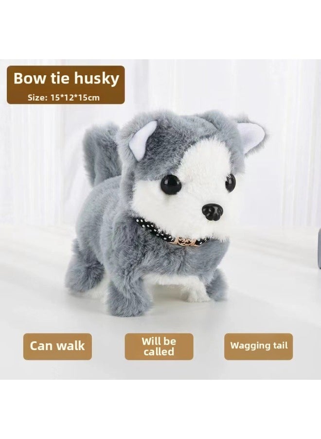 Children's Toy Dogs Can Walk And Call Babies Simulation Electric Plush Dogs Adorable Boys And Girls Li Xue-Color:Husky-Specifications:Bring Your Own Battery [no Gifts]  - Image 1