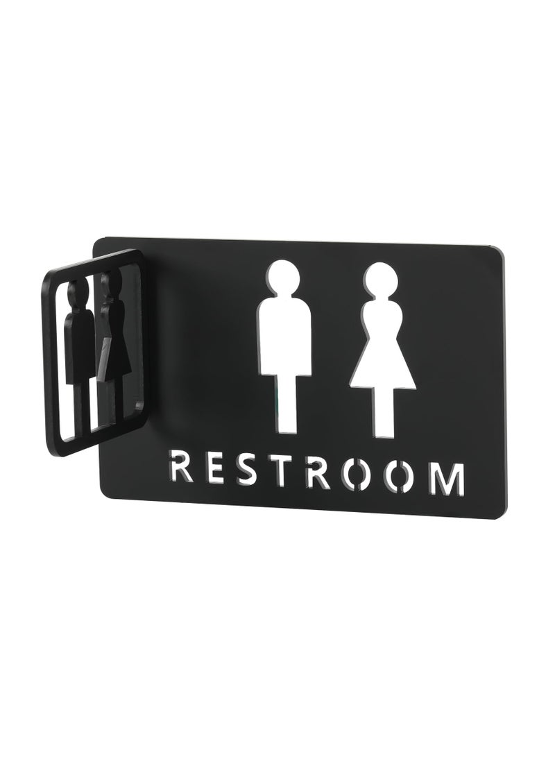 SYOSI Restroom Signs, Hollow Acrylic Adhesive Backed Men's and Women's Bathroom Sign Bathroom Door Signs, Toilet Signs for Business, Bathroom Signage (Black) - Image 1