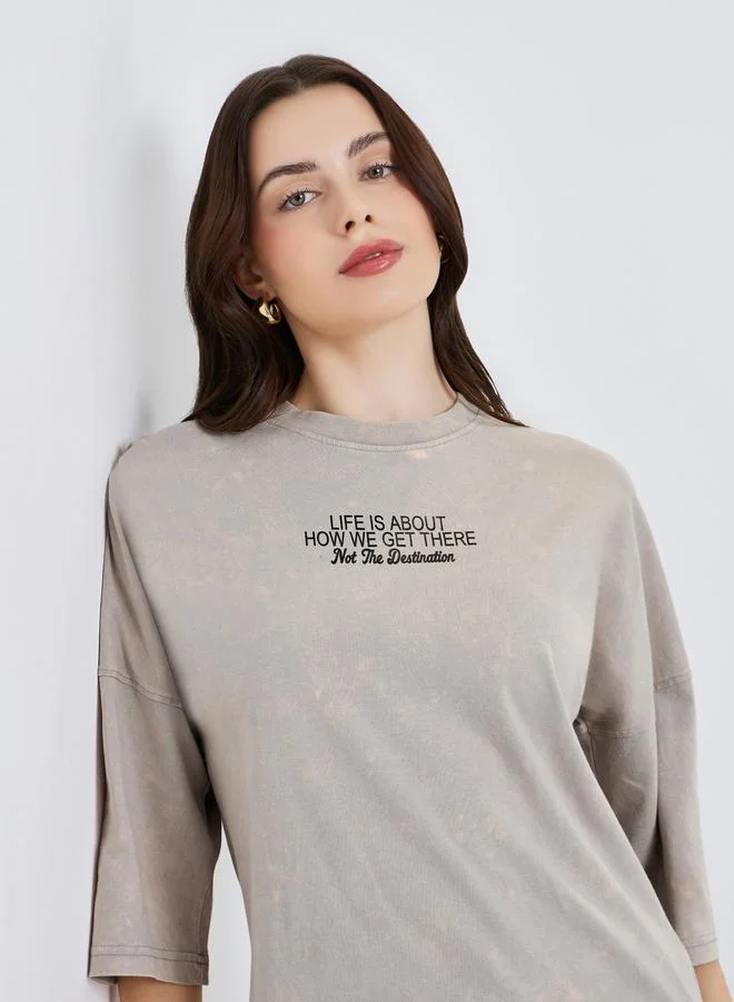 Styli Women Washed Oversized 100% Cotton T-Shirt