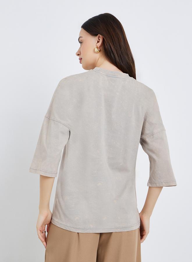 ستايلي تيشيرت قطن % نسائي واسع مغسول - Image 5