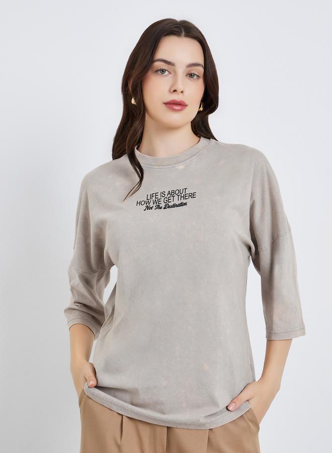 ستايلي تيشيرت قطن % نسائي واسع مغسول - Image 3