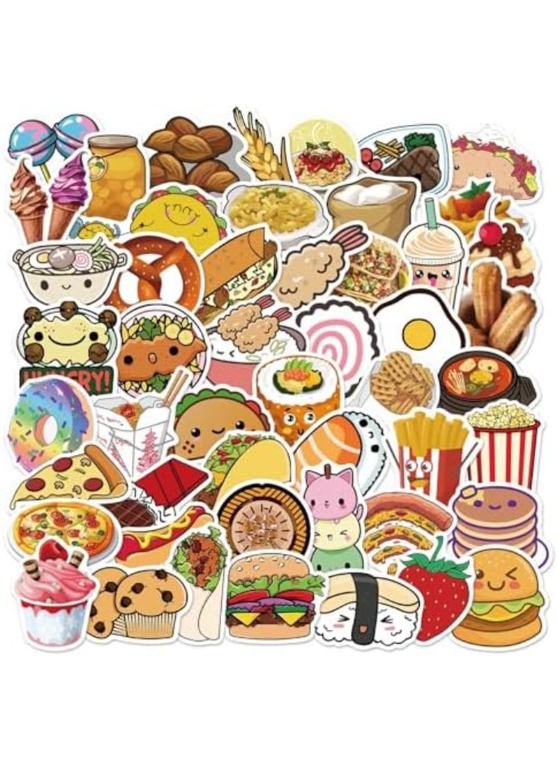 SYOSI 50pcs Kawaii Food Stickers Set, Cute Snack Decals for Journaling and Scrapbooking, Waterproof Vinyl Cartoon Stickers Suitable for Laptop, Water Bottle, Cup, Phone Case, Personalizing Gifts - Image 1