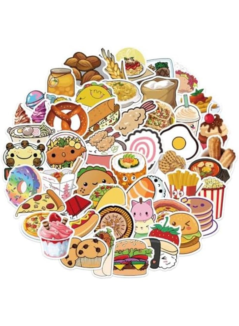 SYOSI 50pcs Kawaii Food Stickers Set, Cute Snack Decals for Journaling and Scrapbooking, Waterproof Vinyl Cartoon Stickers Suitable for Laptop, Water Bottle, Cup, Phone Case, Personalizing Gifts - Image 2