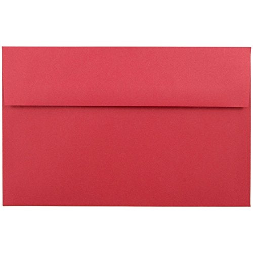 JAM Paper أظرف دعوة ملونة من JAM PAPER A10 - 6 × 9 1/2 - أحمر معاد تدويره - 50/عبوة - Image 3