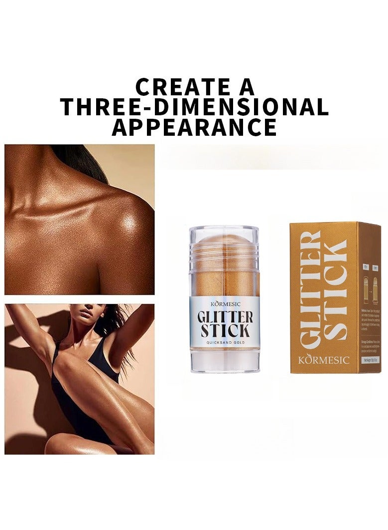 Kormesic قلم هايلايتر ذهبي لامع ومضيء 32 جرام - يعزز ويضيء لون البشرة - Image 4