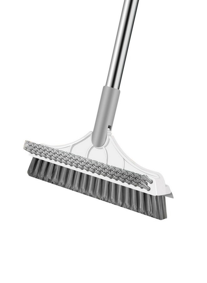 MIXDE 3-in-1 Floor Scrub Brush with Long Handle Premium Rotating Cleaning Brush, Squeegee, and Hair Removal Clip  - Image 1