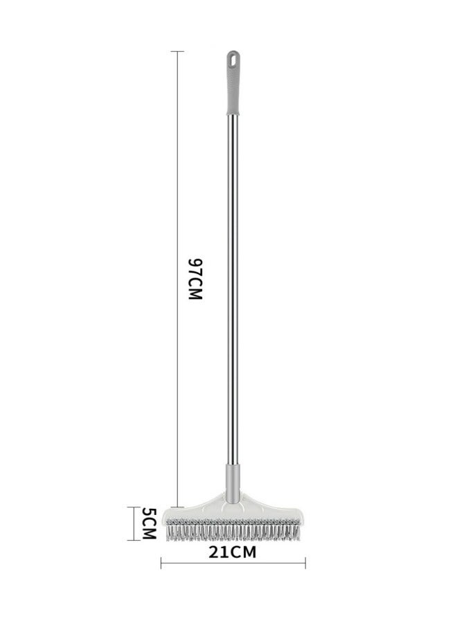 MIXDE 3-in-1 Floor Scrub Brush with Long Handle Premium Rotating Cleaning Brush, Squeegee, and Hair Removal Clip  - Image 2