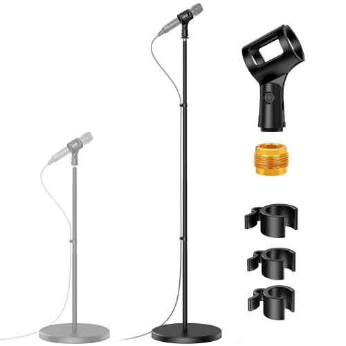 InnoGear Telescopic Mic Stand, Height Adjustable from 22" to 68" Microphone Stand Floor Weighted Base Boom Mic Arm Stand for Blue Yeti HyperX QuadCast SoloCast Shure SM58 Samson Q2U Fifine K669B - Image 1