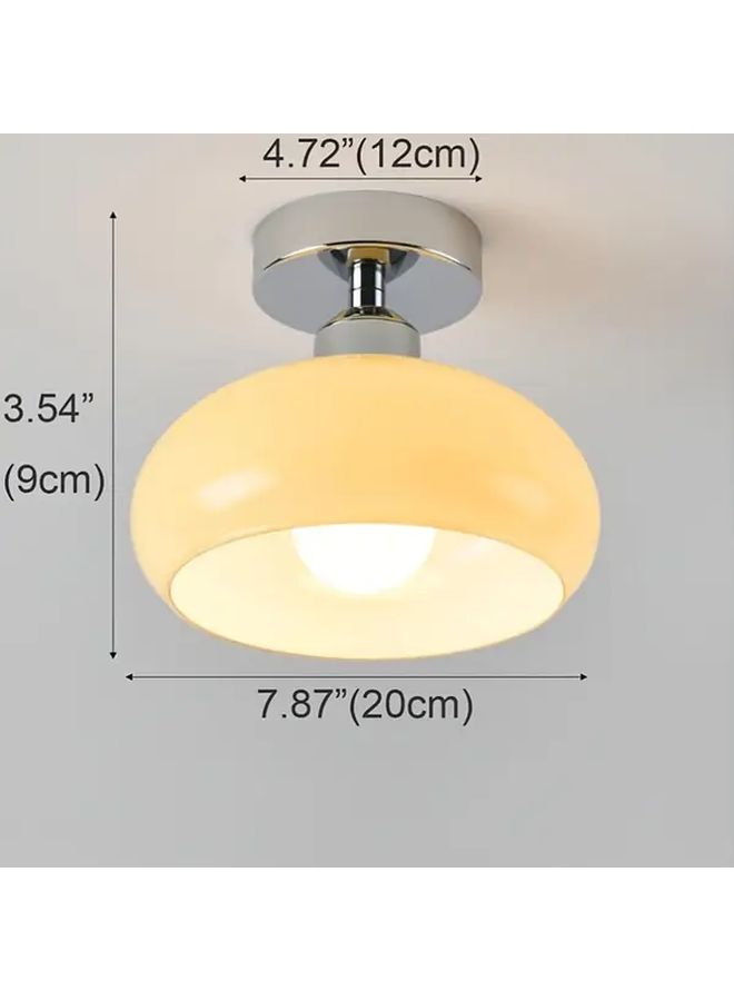 Copper Vintage Glass Semi Flush Ceiling Light Mid Century Modern Pendant - Image 3