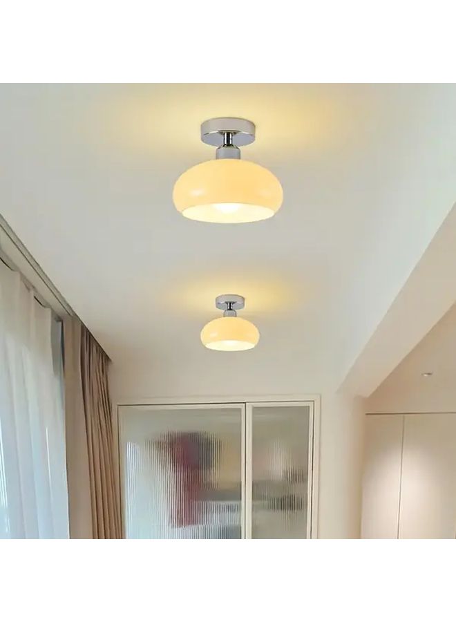 Copper Vintage Glass Semi Flush Ceiling Light Mid Century Modern Pendant - Image 4