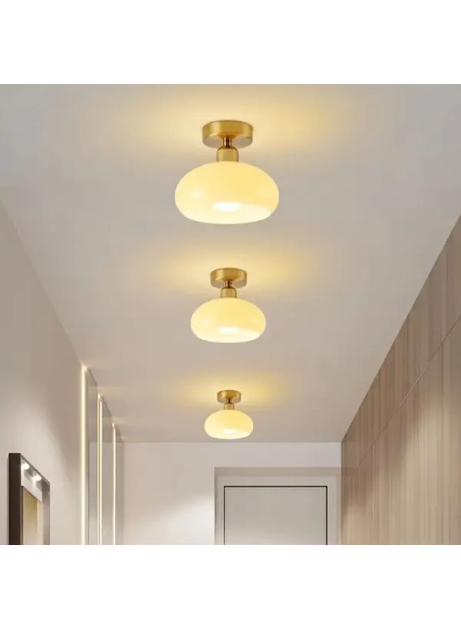 Copper Vintage Glass Semi Flush Ceiling Light Mid Century Modern Pendant - Image 2