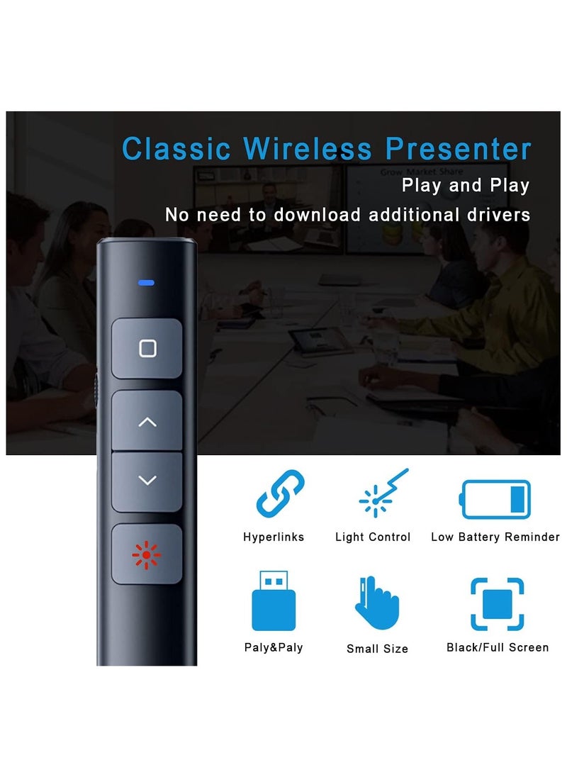 Presentation Clicker Wireless Presenter Remote USB Control PPT Clicker for Powerpoint Presentations Pointer for Cats Dog Red Laser, Office Slide Advancer for Mac Win Laptop Computer(Battery Included)