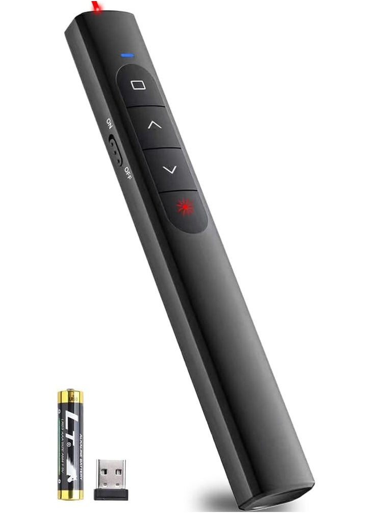 Presentation Clicker Wireless Presenter Remote USB Control PPT Clicker for Powerpoint Presentations Pointer for Cats Dog Red Laser, Office Slide Advancer for Mac Win Laptop Computer(Battery Included)