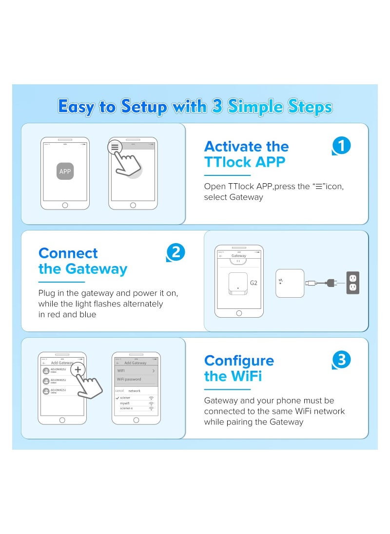 Y&D - Smart Wi-Fi Gateway, G2 Hub for Keyless Entry Door, Paired with Door Lock to Realize APP Remote Control Support Voice and TT App, Compatible Alexa Google Home - Image 1