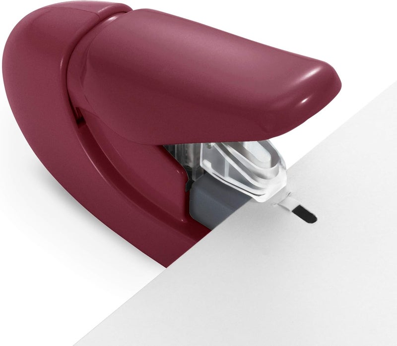 Plus Paper Clinch Compact Staple-Free Stapler, Burgundy Red Widely used design - Image 3