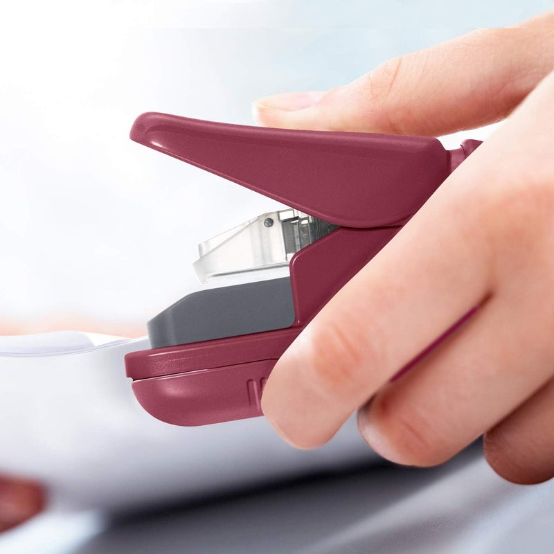 Plus Paper Clinch Compact Staple-Free Stapler, Burgundy Red Widely used design - Image 5