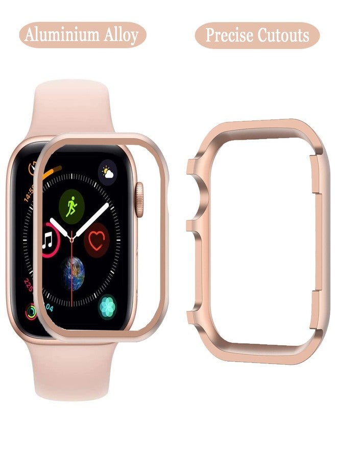 NINKI for Apple Watch 45mm Series 9 8 7 Case Rose Gold,Impact Resistant Aluminium Protective Cover for Apple Watch Series 8 9 45mm Case iWatch 7 Bumper Slim Women - Image 2